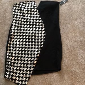 Black and gold strapless dress